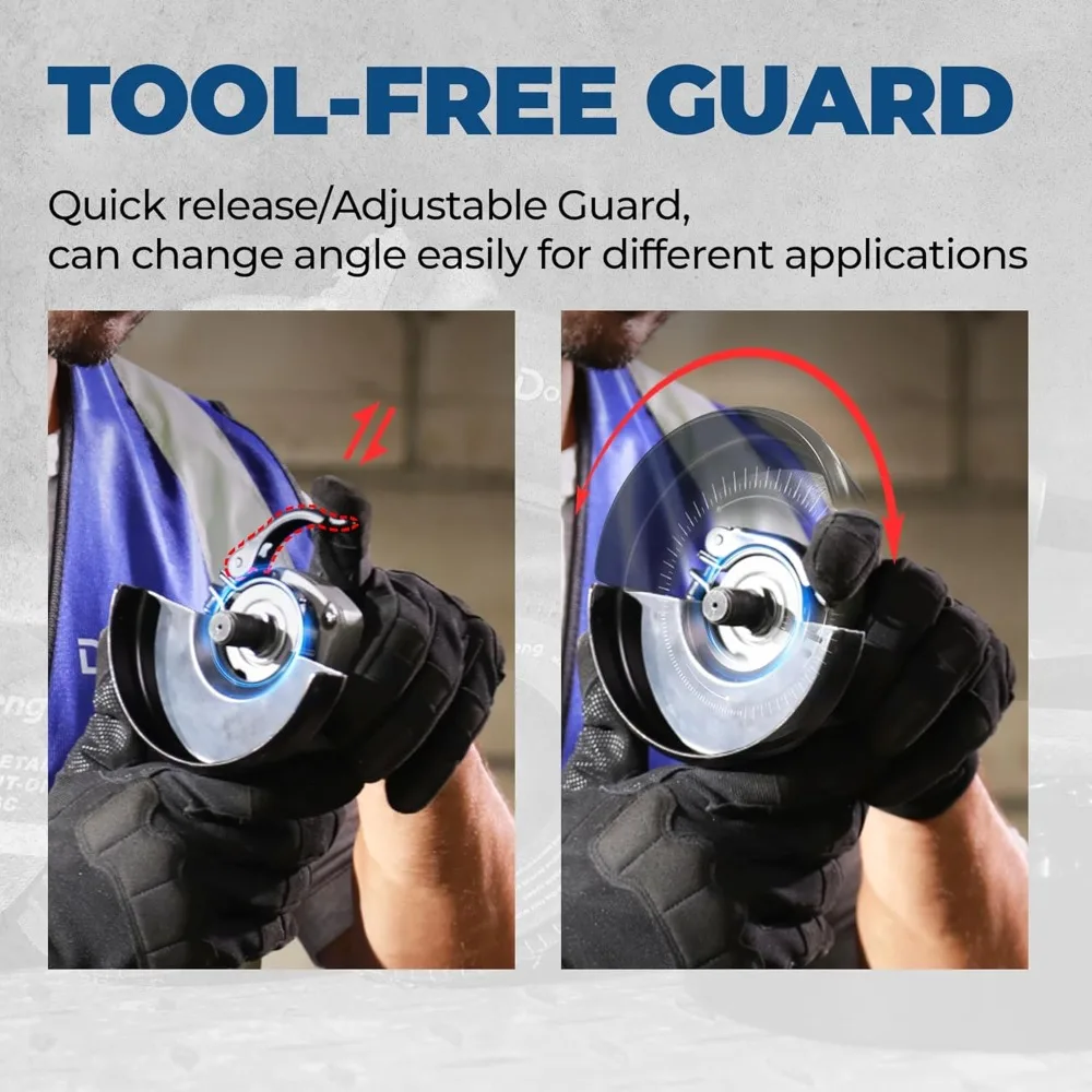 Gerinda Sudut Listrik 9.2 Amp, 4-1/2 inci, 11800RPM, Pelindung Tanpa Alat, Alat Gerinda Logam Listrik, Gerinda Sudut Kecil Berkabel