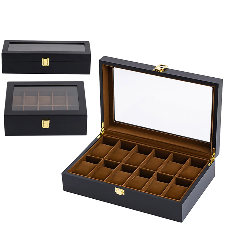 Luxury 6/10/12 Wooden Clock Watch Boxes Jewelry Box Display Watch Cases Holder Organizer for Watches Men Women  Best Gifts