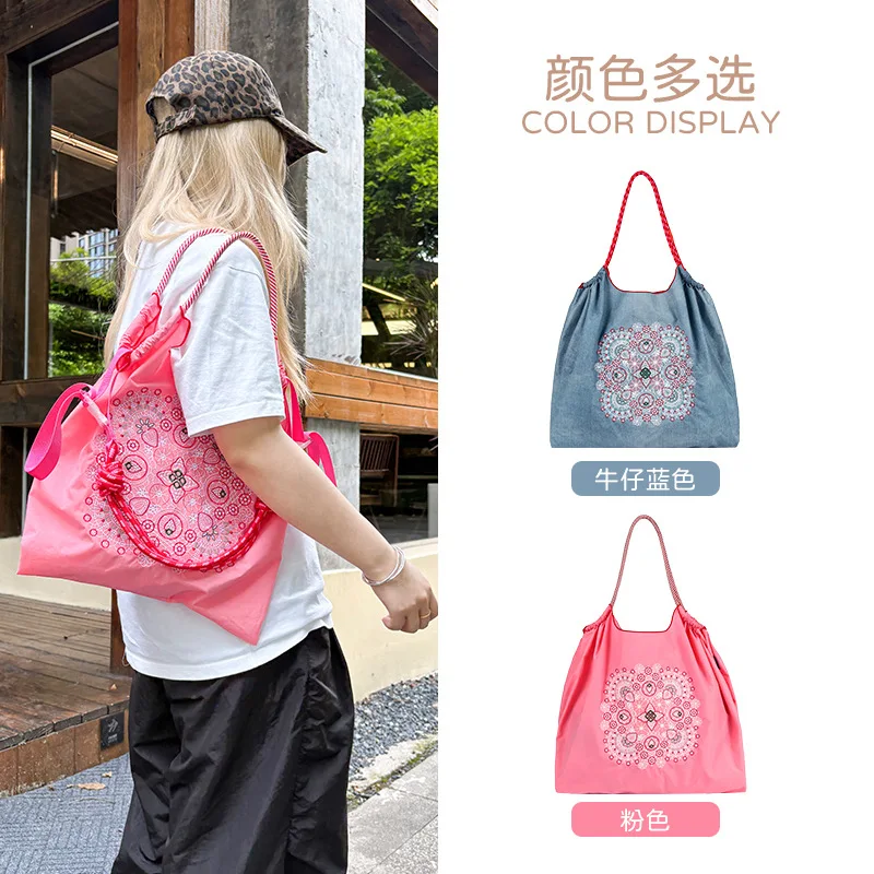 Homemade bags, versatile canvas bags, embroidered large-capacity shoulder bags, environmentally friendly handbags