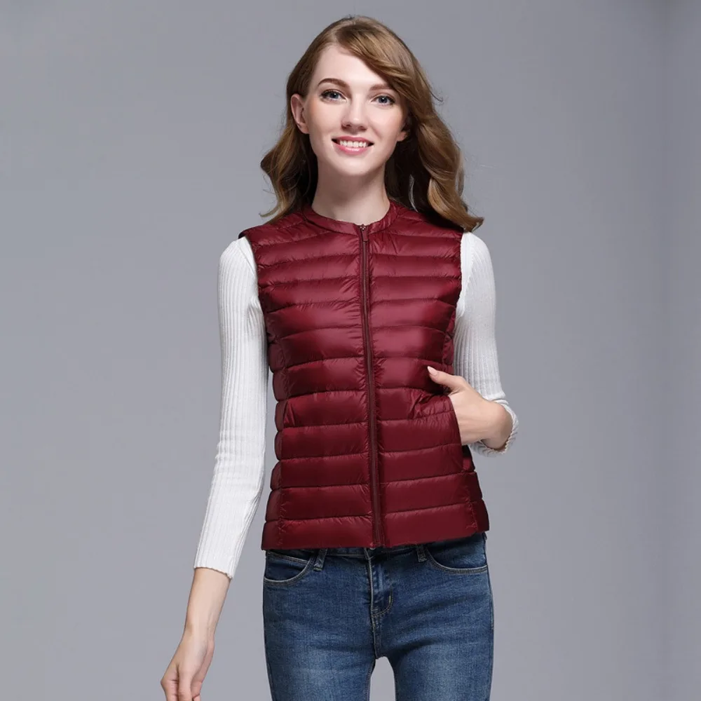 2024 Ultralight Down Jacket Vest Women Autumn Winter Sleeveless White Duck Down Coat Vest Lightweight Warm Inner Wear Waistcoat