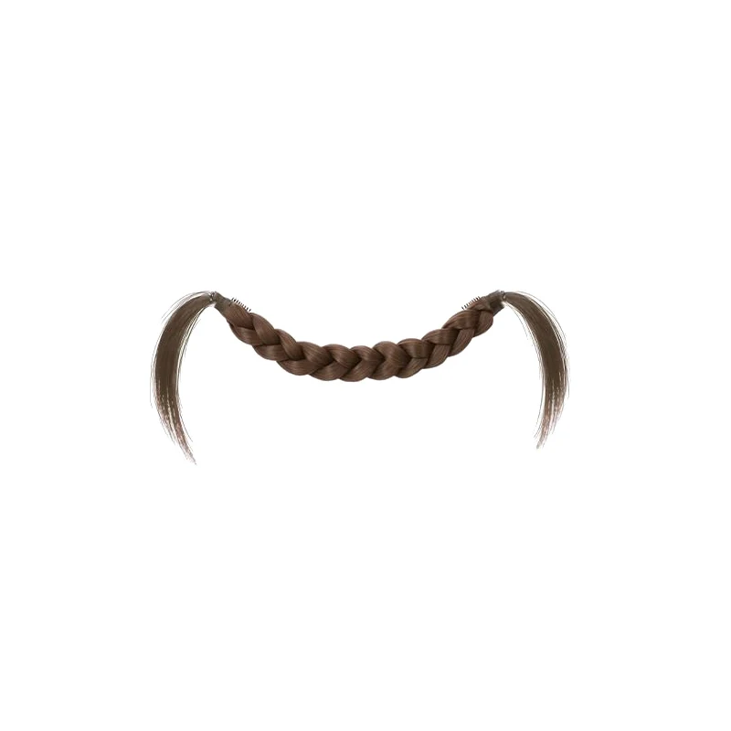 وصلات شعر صناعية مضفرة على شكل ذيل حصان مع دبوس شعر مستقيم ملفوف حول وصلات شعر ذيل حصان طبيعي ناعم