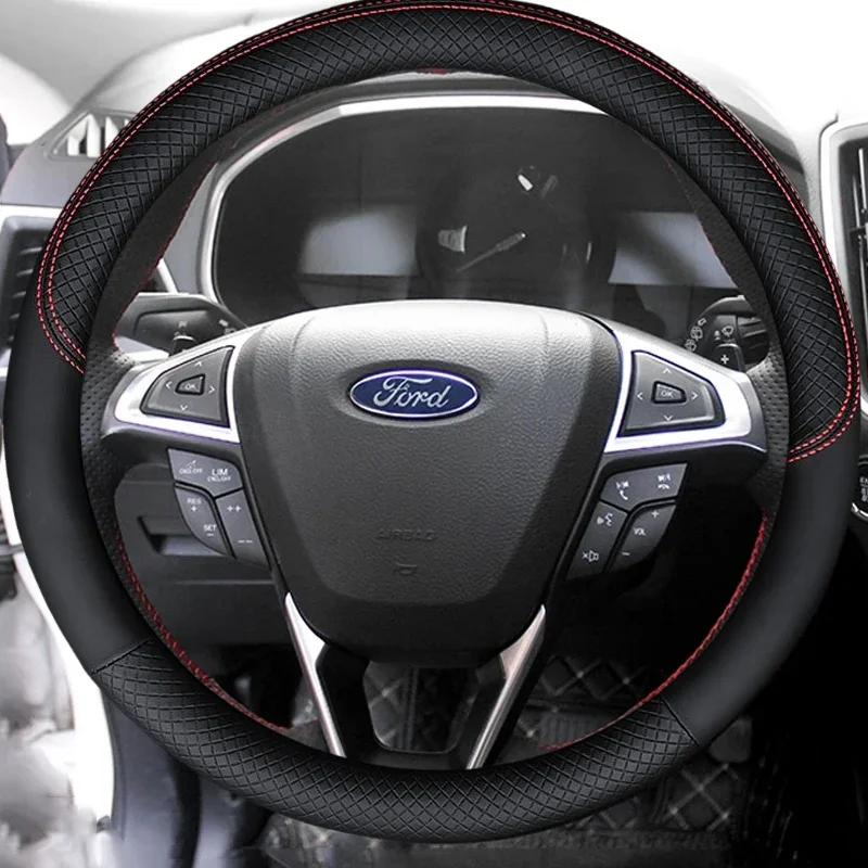 Car Steering Wheel Cover Braid Artificial Leather For Ford Mondeo Fusion EDGE Steering-Wheel Cover Wrap Auto Interior
