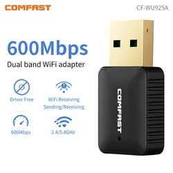 Adaptador Mini USB Para Pc, Receptor Wifi 600G, 2,4 Ghz, RTL8811CU, controlador gratuito, Win10/11