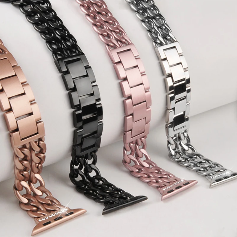 Luxury Stainless Steel Strap for Apple Watch Band 40mm 44mm 41mm 45mm 49mm Lady Bracelet IWatch Ultra 2 Series 9 8 7 SE 6 5 4