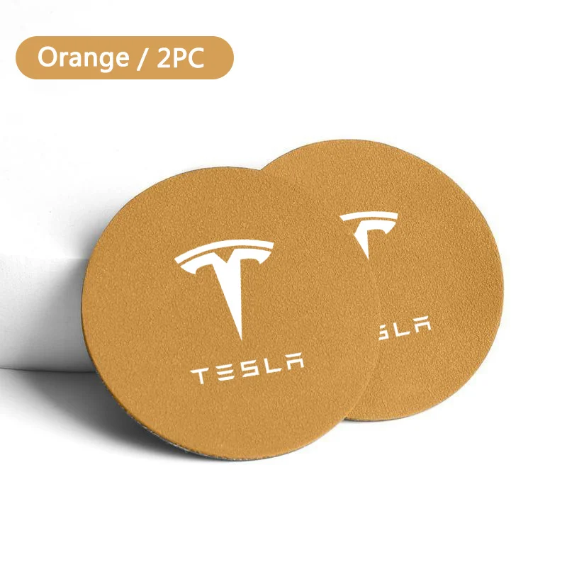 2Pcs Car Coasters Water Cup Non-Slip Mat Waterproof Water Cup Mat For Tesla Model 3 Model S Model Y Roadster SpaceX Accessories