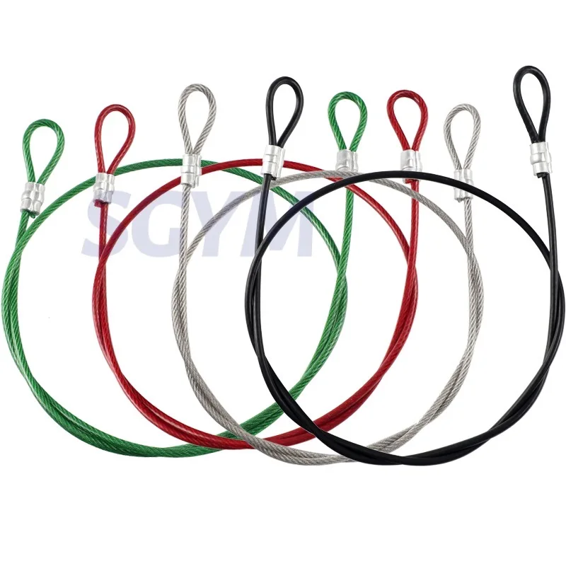 1.5/2/3/4/5/6mm Stainless Steel Wire Rope Sling Cable Lifting Assemblies With Fastened Eye Loops Coating Anti Theft Clothesline