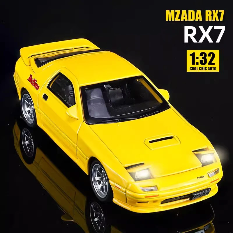 Initial D 1:32 Mazda RX7 Miniature Diecast RX-7 Toy Car Model