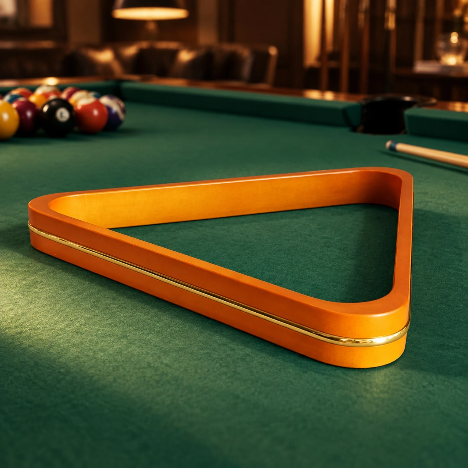 Triangular Billiard Ball Rack Longlasting Wooden Pool Triangle with Gold Trim Billiards Accessories Classic Design