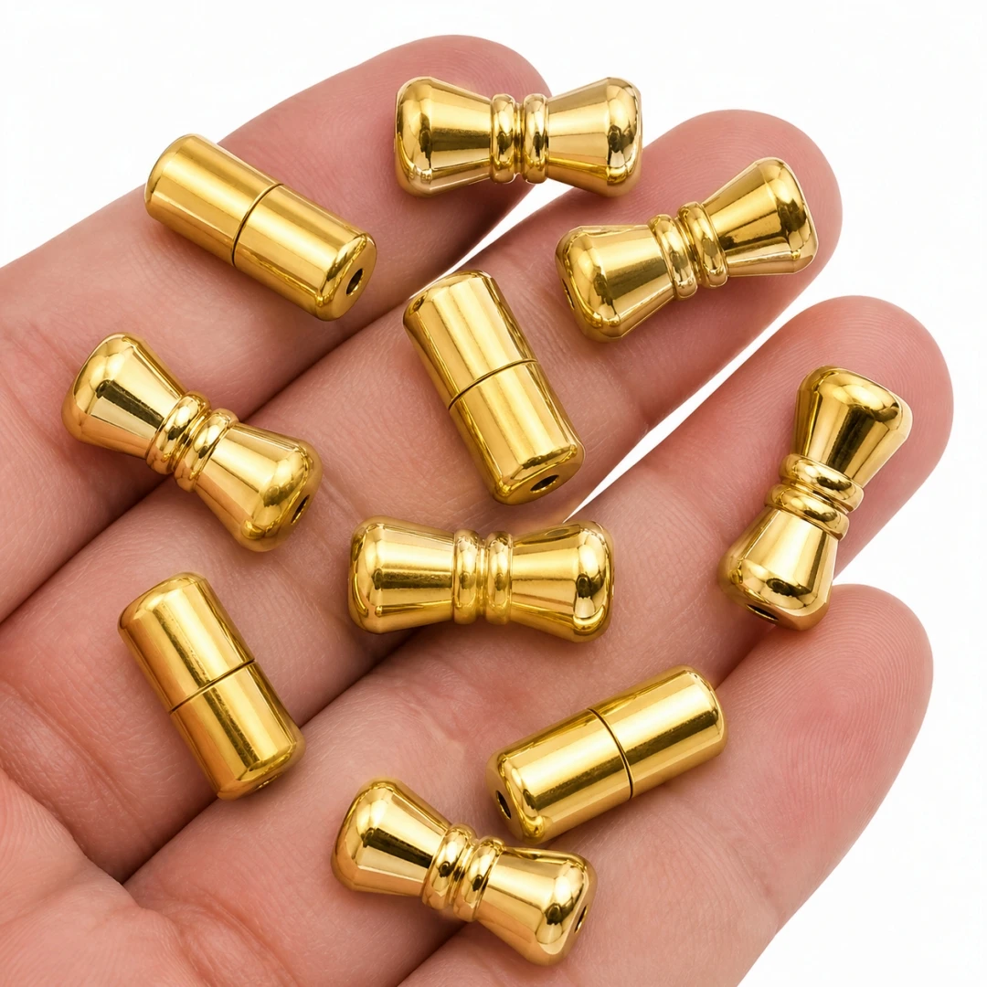 2 Stück Edelstahl-Armbandverschlüsse, Schraubverschlüsse, Metallschnallen, Rohrverschlüsse, Kordel-Endkappen für DIY-Schmuck- und Halskettenherstellung – Detail 2