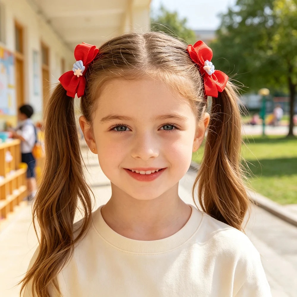 20pcs/set Shell Starfish Bow Hair Clips Solid Grosgrain Ribbon Barrettes Summer Beach Girls Hair Accessories