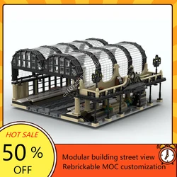 2572 pz Grand Train Station modello Moc Building Blocks fai da te assemblare mattoni trasporto architettura Display giocattoli di natale regali