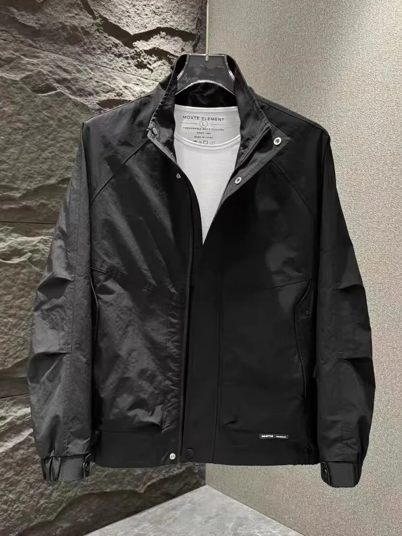 

Casual Men's Jaet Stand Collar All-Match Faionable Spring Autumn New Sle Polyester Fabric Youth ular Long Sve Zipper