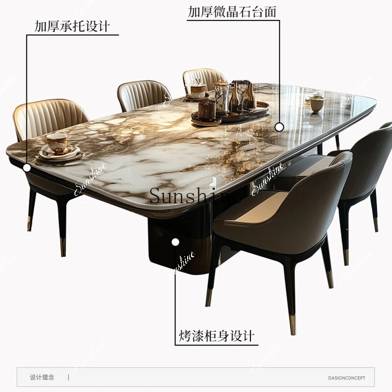 Modern ultra-microcrystalline stone dining table light luxury high-end atmosphere dining table dining table  FT