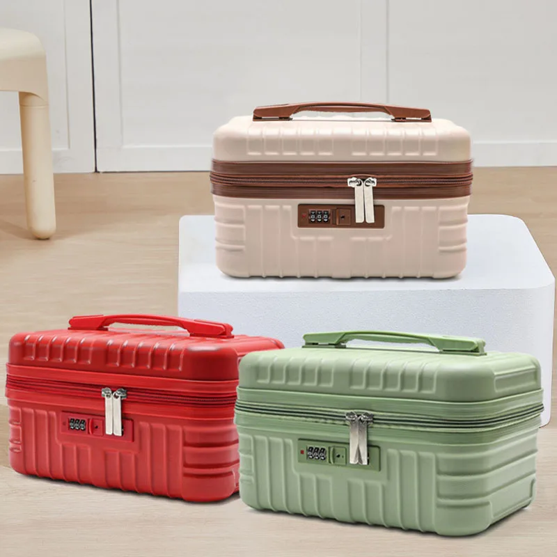 14 inch Mini Travel Suitcase Cosmetic Box Retro Lightweight Portable Hand Luggage Organizer Makeup Case Small Password Box