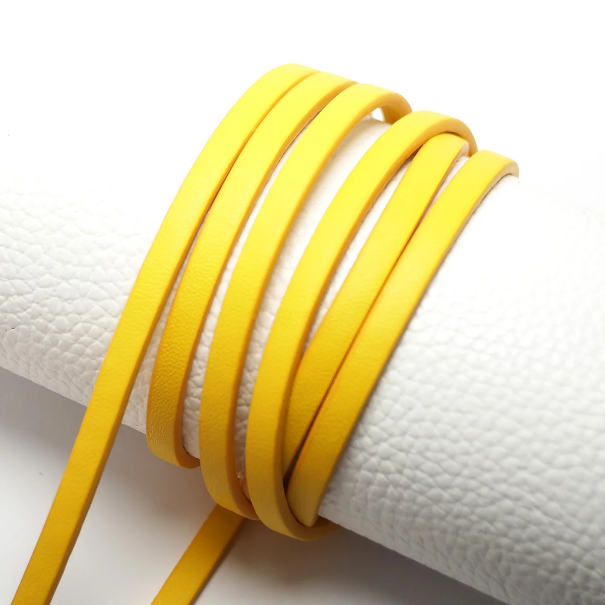 46inches Soft Faux leather cord,Yellow Fine Litchi Texture 5mm Leather Strips,Jewelry cord,Necklace Cord, Bracelet Making