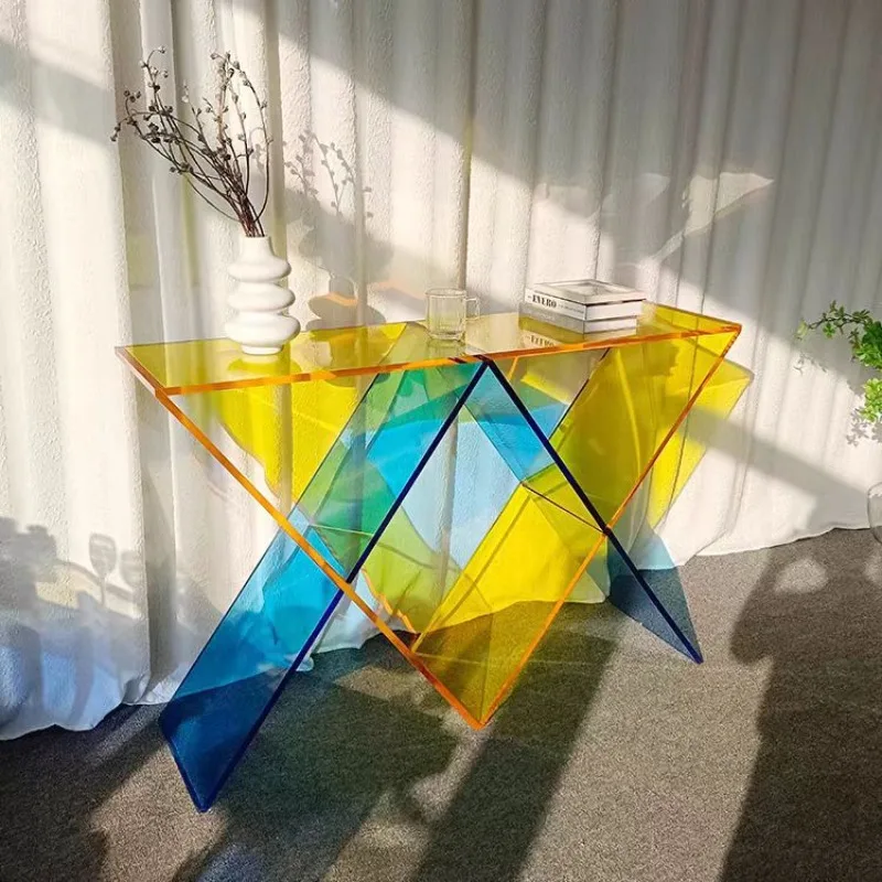 Color porch table acrylic magazine storage rack light luxury household living room strip case floor ultra-thin shelf