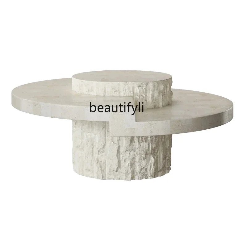 

X18 Italian Light Luxury Creative Coffee Table Designer Model Cave Stone Tea Table Living Room Home Modern Minimalist Cream Styl