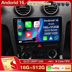 Android 16 2K QLED For Audi A3 2 8P 2003-2013 S3 2 2006-2012 RS3 Android Car Radio Multimedia Video Player GPS Stereo CarPlay 4G