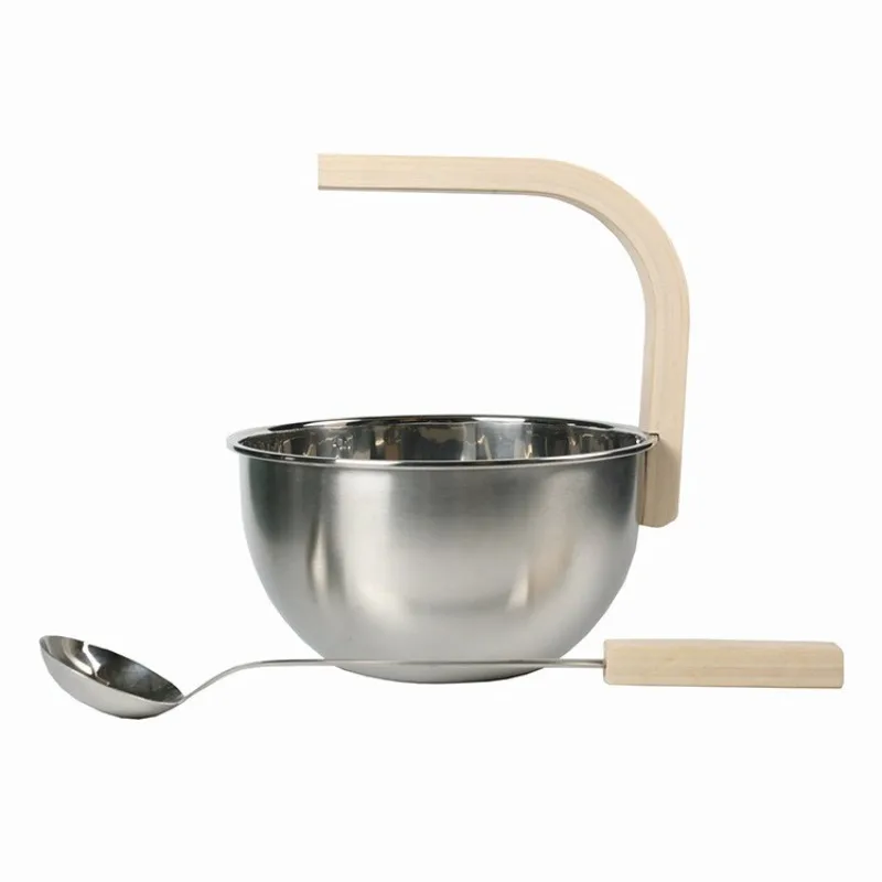 

JC sauna curved handle stainless steel bucket 4L stainless steel sauna bucket, for sauna and steam room