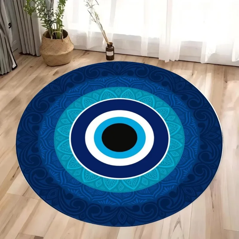 Blauer böser Blick, Teppich, Matte, Teppich, Mandala-Muster, symmetrisch, dekorativ, minimalistisch, modern, Wohnzimmer, Heimdekoration, weiche Bodenmatte