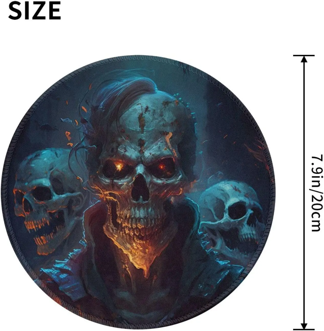 Skull Ghost Zombies Skulls Round Mouse Pad Non-Slip Rubber Skull Gaming Mousepads with Stitched Edge Fit Office Work Computer