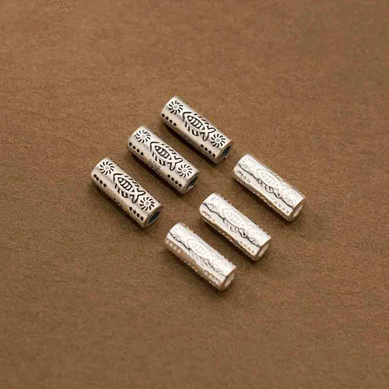

1 шт./партия, бусины из серебра 925 пробы, 11 х4 мм
