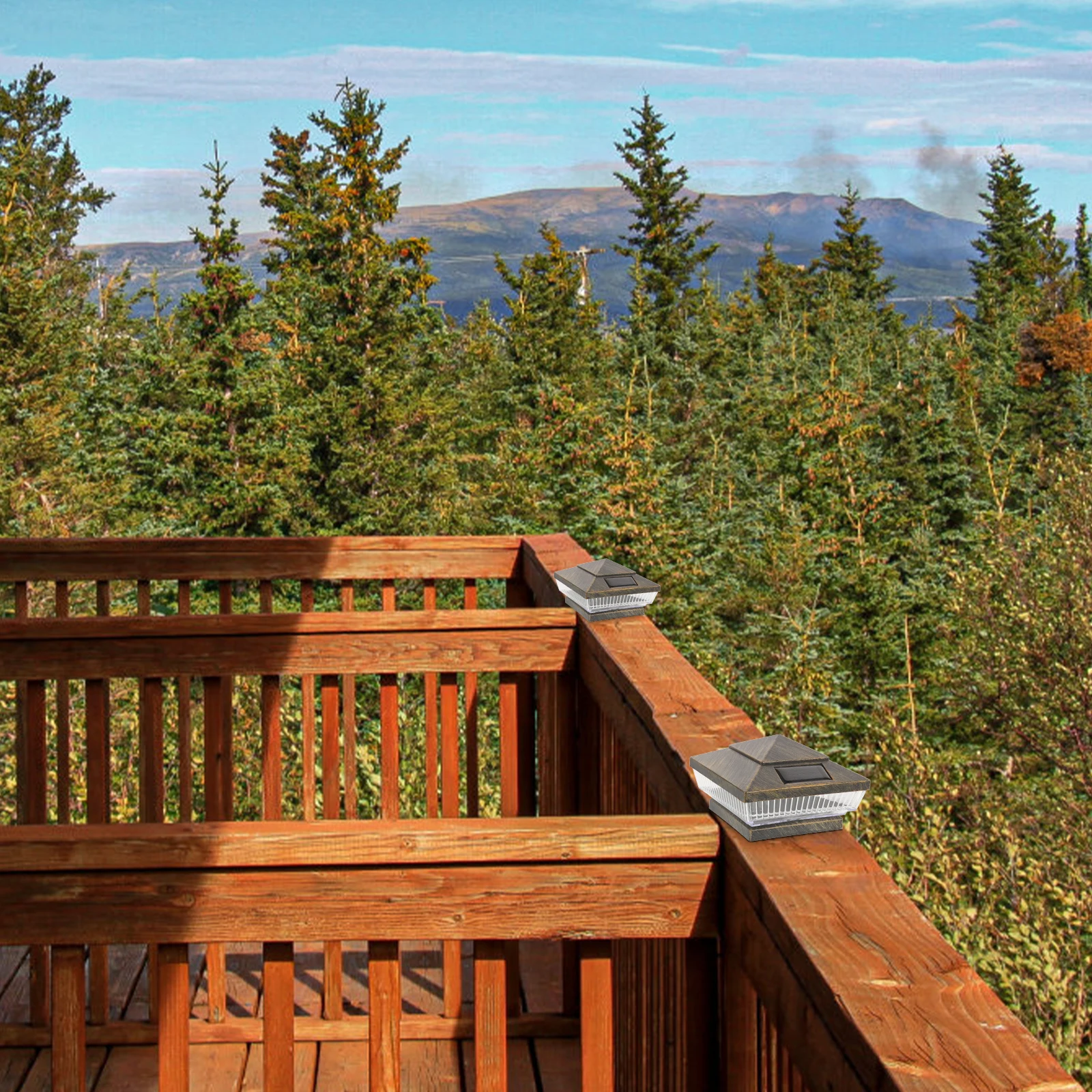 

Solar Post Lamp Fence Lights Garden Waterproof Cap Outdoor Deck Decor Motion Sensor Solar Light for Fence Posts LPL075 Brass