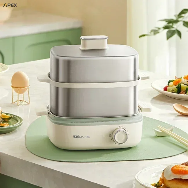 

Household steamed egg machine. 304 stainless steel. Auto power off. Egg cooker, small steamer. Square. Timer. Breakfast.