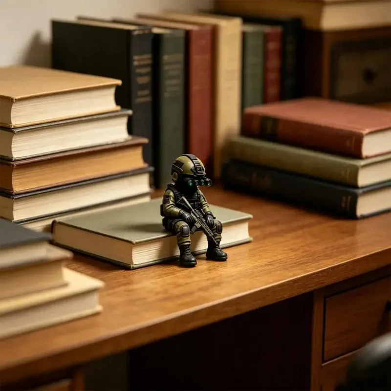 Mini-Soldatenfigur Dekoration Sitzender Scharfschütze Statue Bewaffnete Spezialeinheiten Statue Militär-Soldatenskulptur Sammlermodell – Detail 3