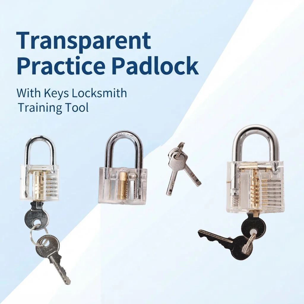 Locksmith Transparent Practice Padlock with Keys DIY Visible Lock Pick Tools Cutaway Practice Padlock Training Locksmith Tool
