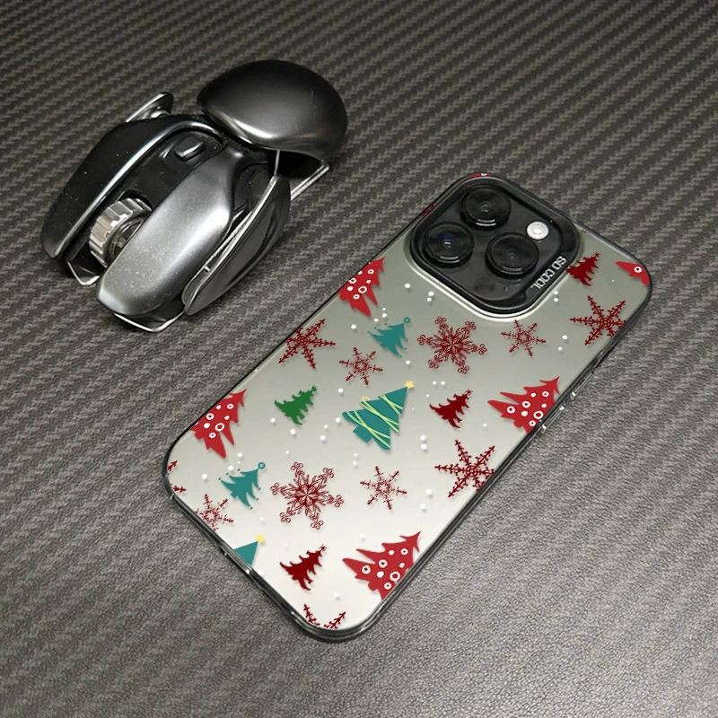 حافظة هاتف من مادة البولي يوريثان الحراري المطلية بالليزر لعيد الميلاد، مناسبة لهاتف آيفون 17 إير برو ماكس آيفون 16 15 14 13 12 11 XS Xr X 7 8 12/13 Mini Plus Pro Max Se هدية عيد ميلاد/عيد الحب/صديقة