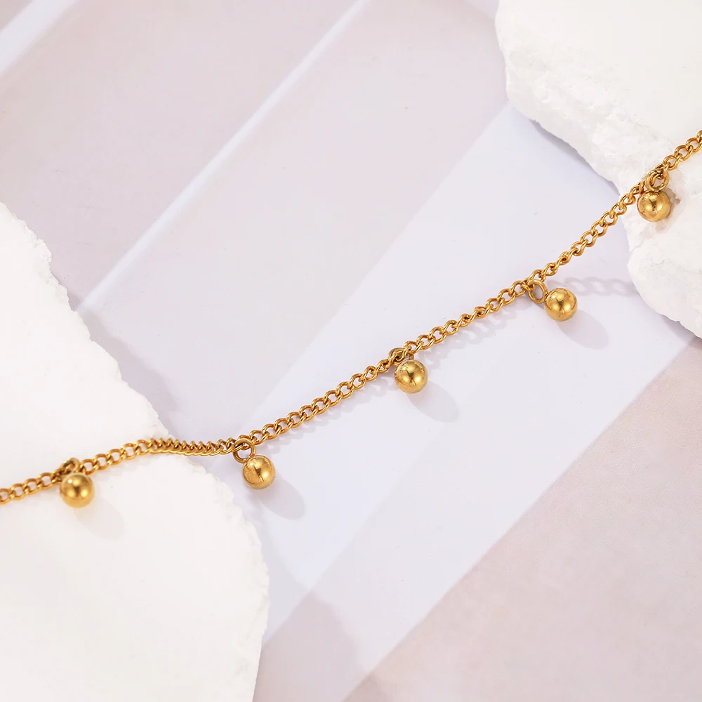 Stainless Steel Necklaces Simpler Mini Bead Chain Fashion Temperament Light Luxury Necklace For Women Jewelry Banquet Gifts New