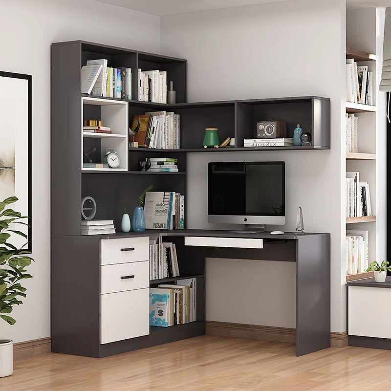 Customized small unit corner desk bookshelf combination computer desktop desk minimalist home student bookshelf desk integrated