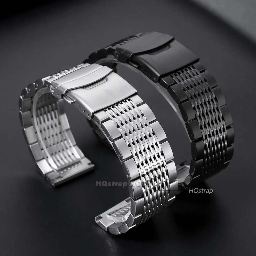 Solid Mesh Stainless Steel Watchband for Seiko Luxury Business Bracelet 18 20 24 22mm Deployment Clasp Wrist Strap for Rolex