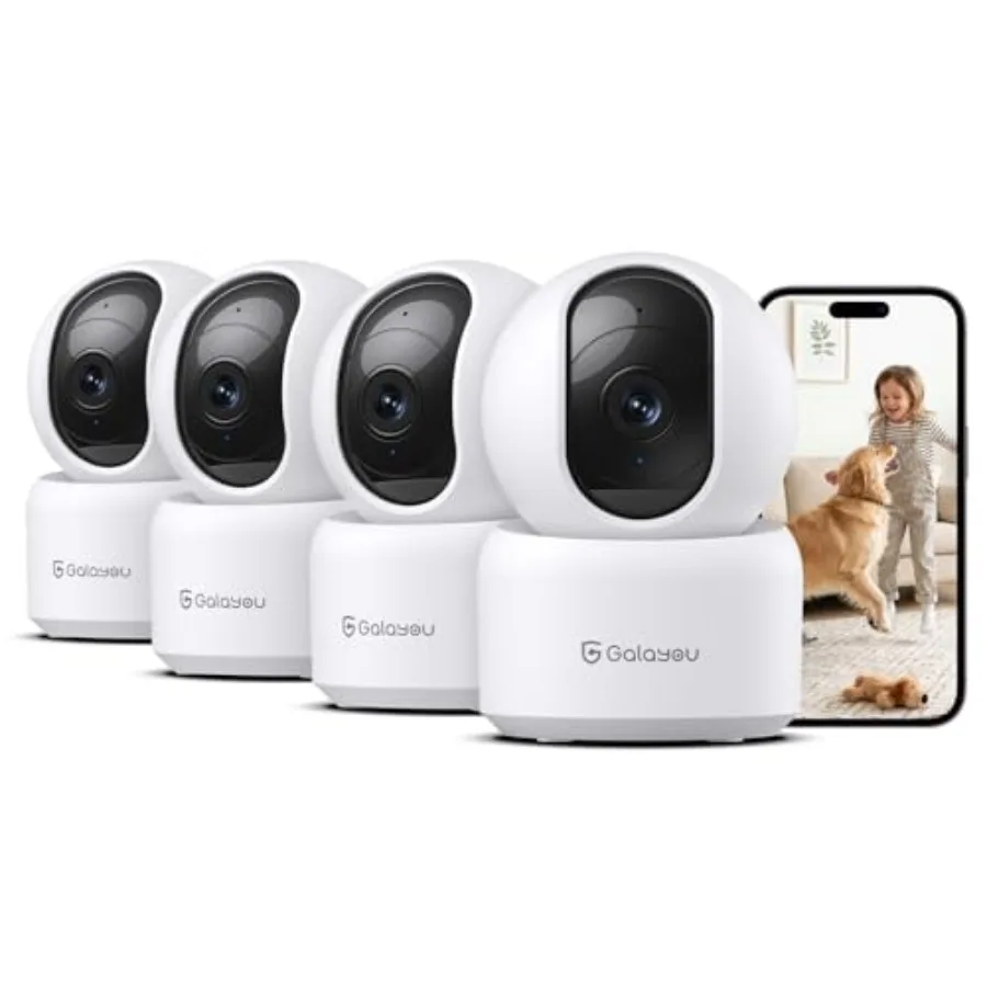 2K Indoor Security Cameras for Home Monitoring-Baby/Pet/Dog/Cat, White Plastic, 360 PTZ Wi-Fi Camera with Two-Way Talk, Wired P