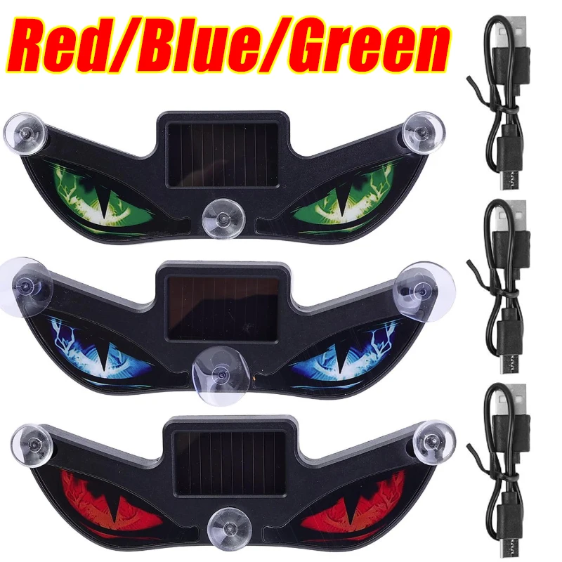 Car Rear Windshield Decoration Lamp 3colors Car Cool EYE Ambient Light Solar Powered Breathing Neon Light Side Car Accessories