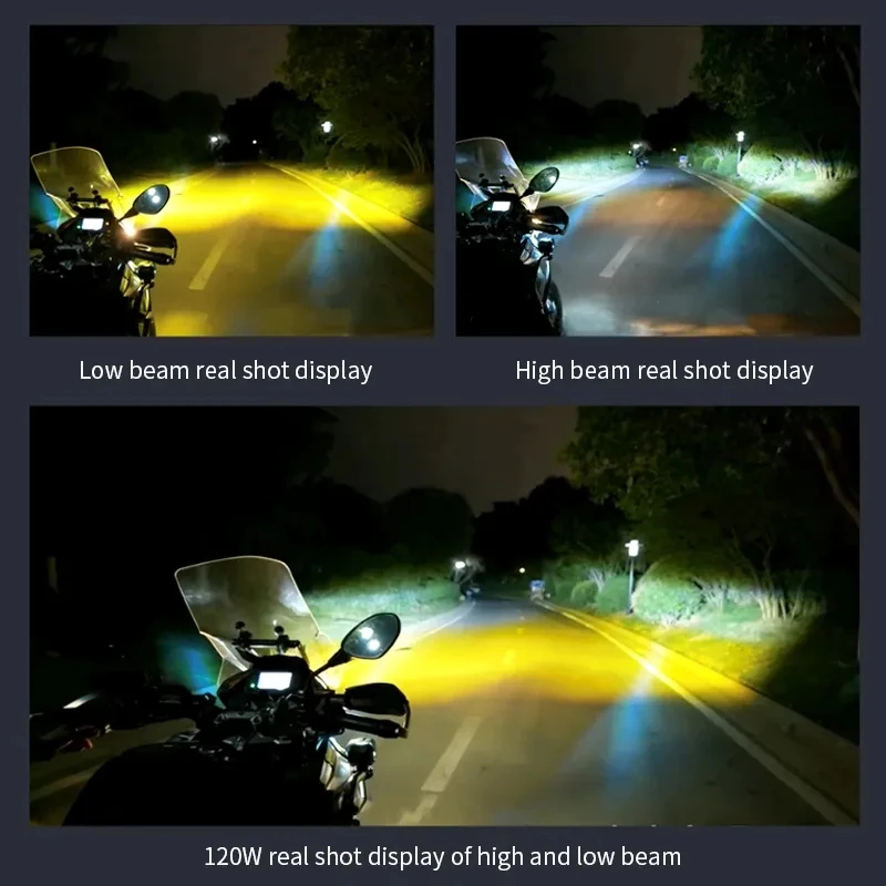 Future Eyes F30P Motorcycle Led Spotlight Conversion 120W High and Low Beam Light Wired Switch Waterproof Spotlight Burst Flash