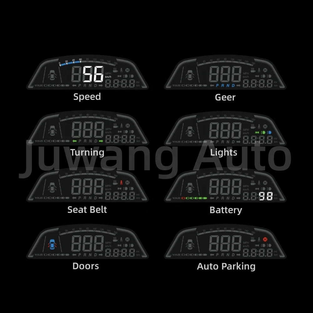 Modelo Y Head up Display Tela do painel mostrando condições de condução Exibição em tempo real