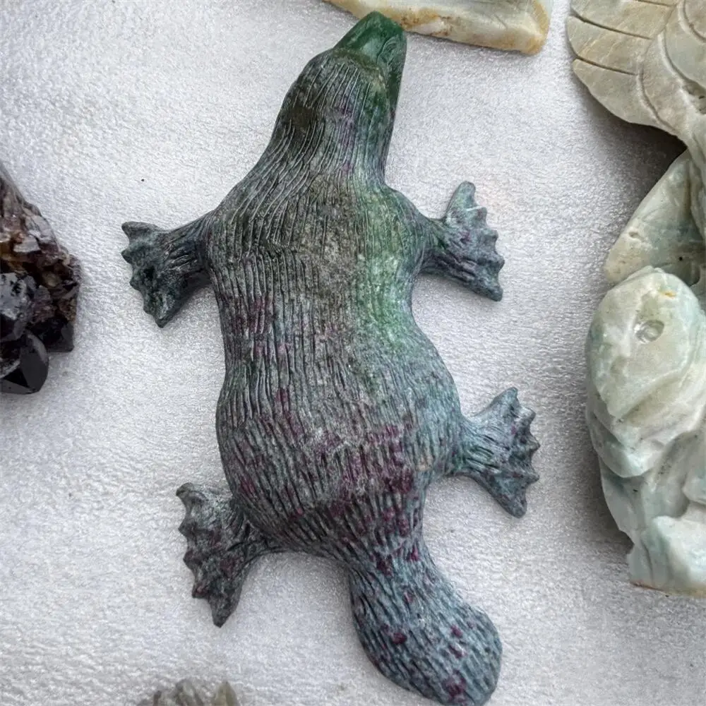 Natural Quartz Blue Apatite Duckbill Carving Reiki Healing Stone Fengshui Decorative Animal for Holiday Crafts & Gifts
