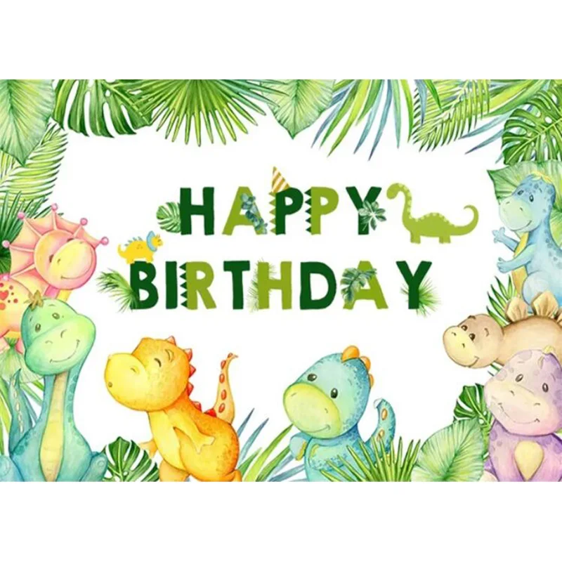 Cartoon Dinosaur Happy Birthday Party Decoration Newborn Photography Backdrop Props Photocall Baby Shower Photo Background HR-01