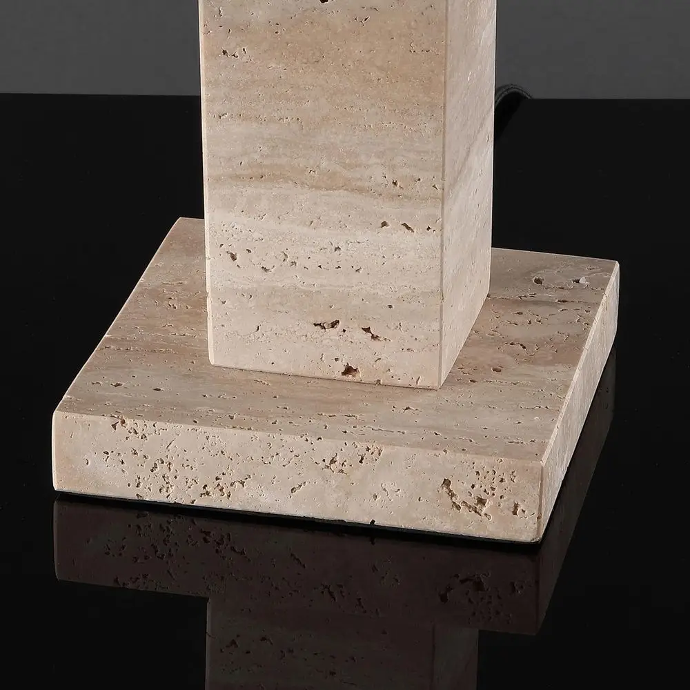 Dimmable 27-inch Travertine and Black Table Lamp for Bedroom, Living Room, Office, or Nightstand view 4