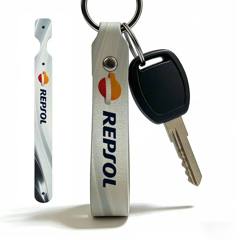 For Repsol PU Leather Motorcycle Keychain Universal Motorbike Key Ring Holder For Riders Men Gift