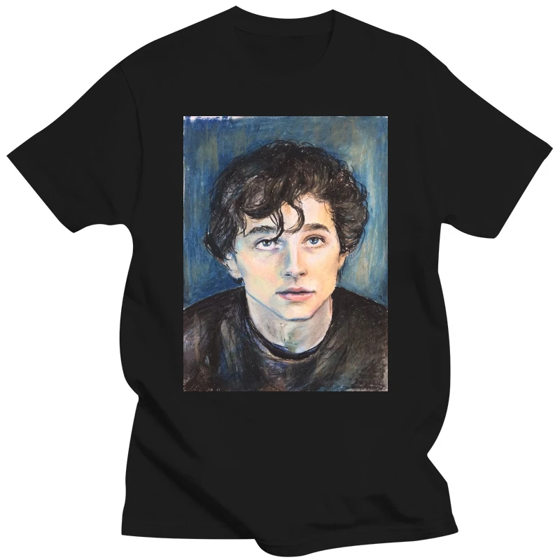 Timothee Chalamet PaintingMen Short SleevesLetter Printed T-Shirtshort t-shirtO-Neck T-Shirt