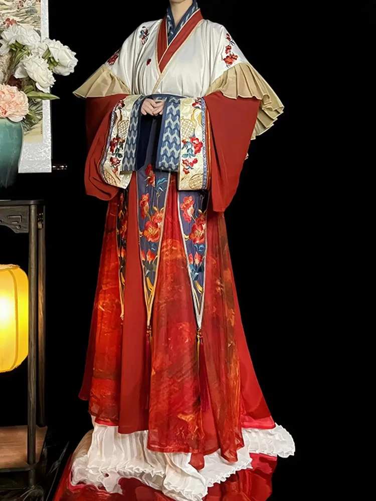 New Year robe Hanfu straight sleeve Ru Yan eight broken skirt worship suit woman