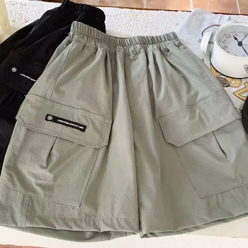 

Children's Summer Five Quarter Pants Boys Girls Korean Straight Leg Work Pants Children's Clothing Kids Baby Clothing 90-150CM ﻿