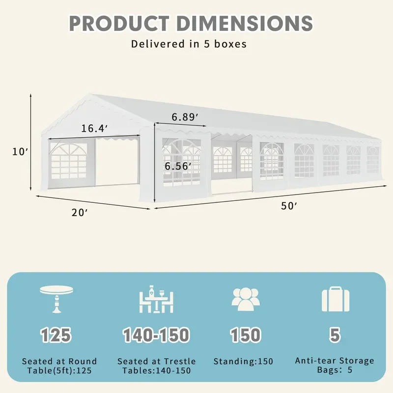 White Large Outdoor Canopy Heavy Duty Double Aluminum Frame for Party Wedding Event Shelter Durable Tent Structure Heavy Duty