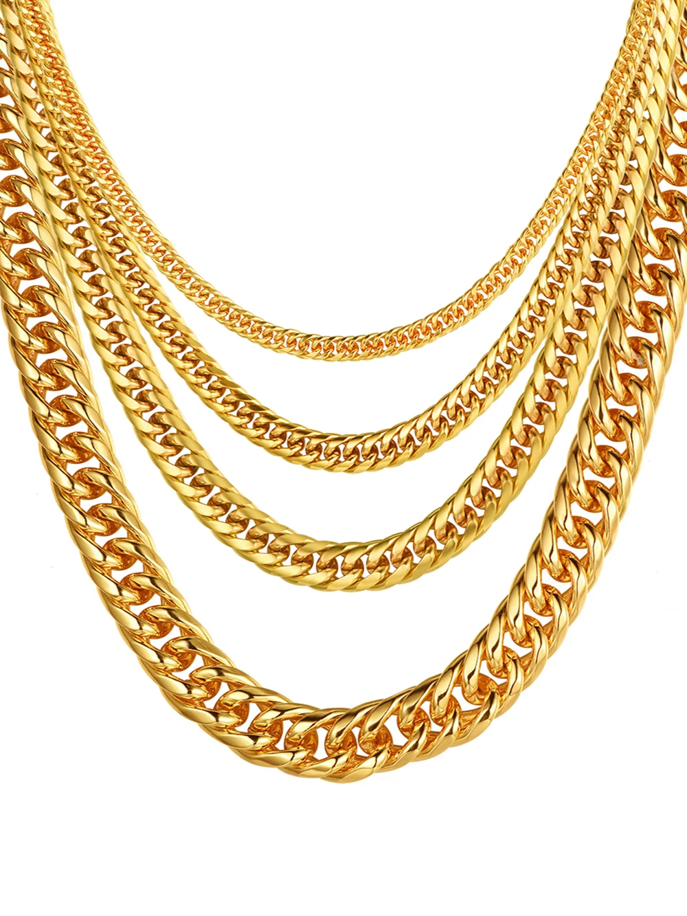 U7 Gruby łańcuszek ze stali nierdzewnej Miami Cuban Chain Naszyjniki dla mężczyzn 6/9/13 mm 14-30 cali Prosta biżuteria unisex do codziennego układania w stosy
