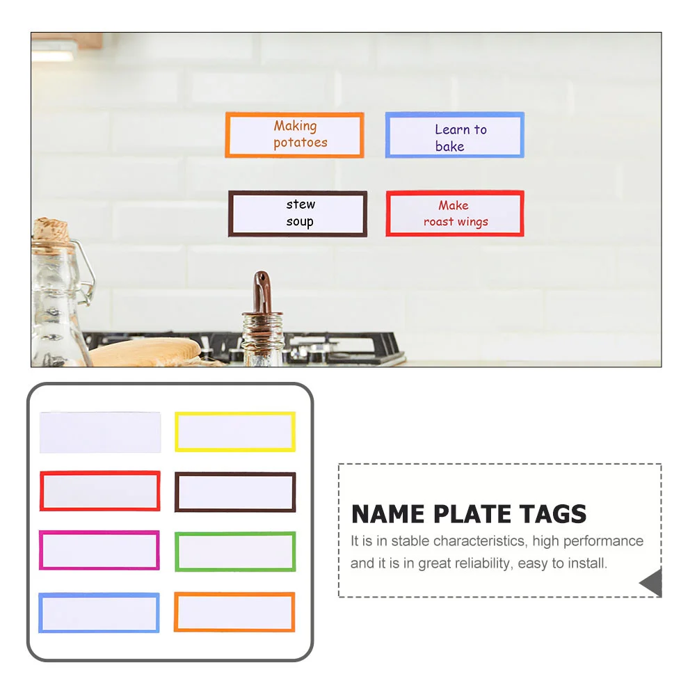 40 قطعة من ملصقات الملصقات المغناطيسية للمسح الجاف وقابلة لإعادة الاستخدام للكتابة على علامات الأسماء لخزانة السبورة البيضاء والمكتب وتنظيم المنزل