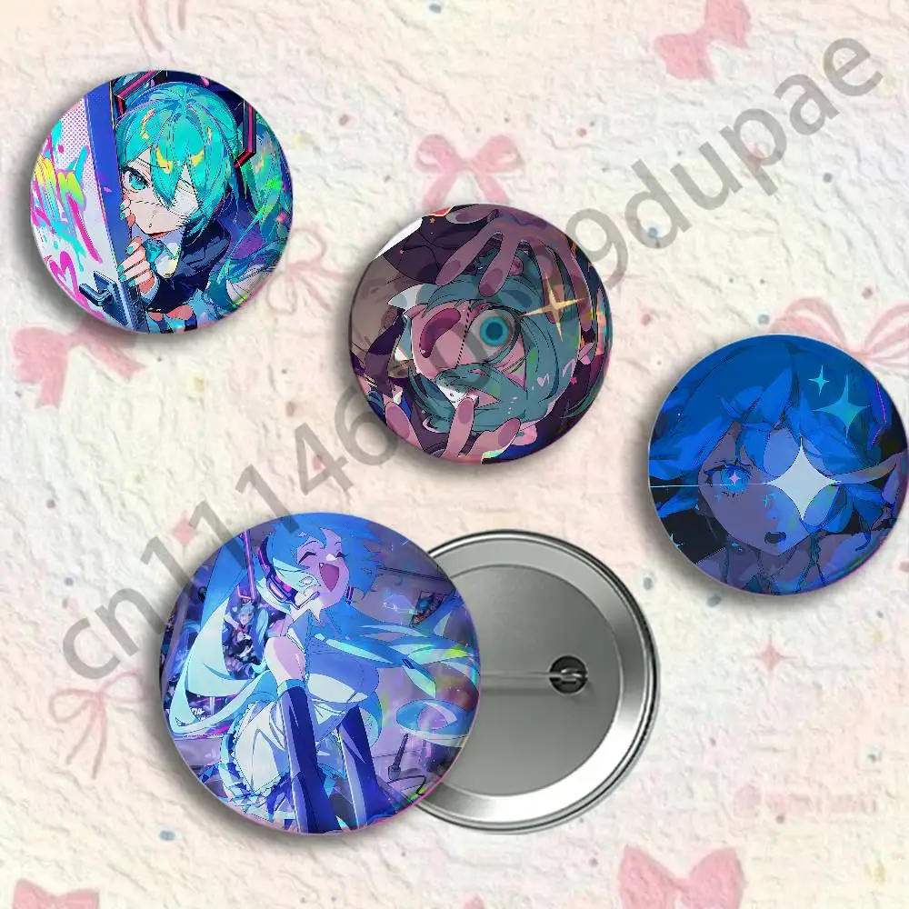 Cute M-Miku Badges 25 32 44 58 75 mm Round Customizable Wholesale Fan goods Self-made fan freebies