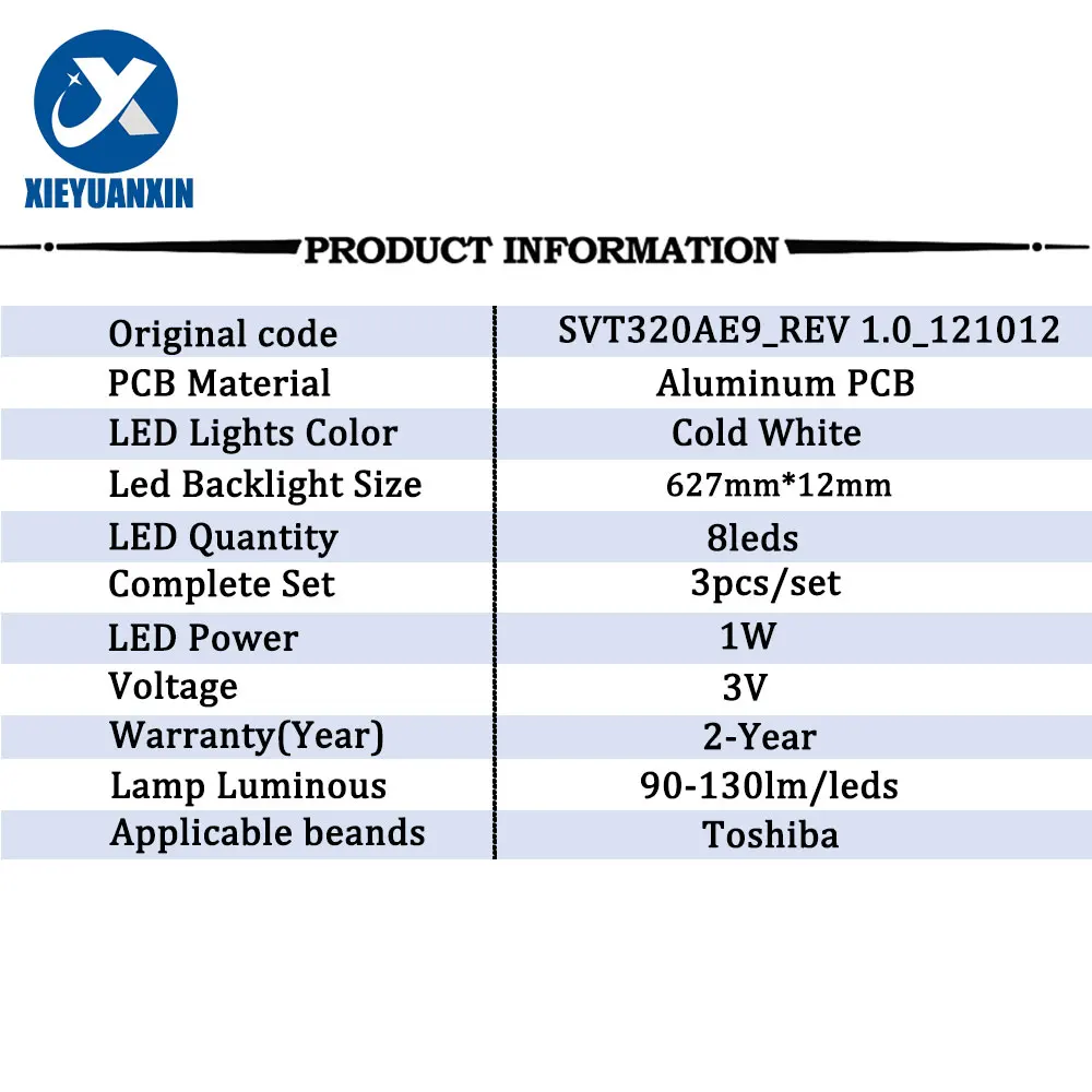 3 sztuk/zestaw 3V 8 obiektywów podświetlenie Led TV dla Toshiba 32 cali SVT320AE9_REV 1.0_121012 Naprawa podświetlenia telewizora 627 mm 32L5450VT